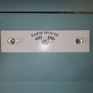 Wood Coat Rack with crystal knobs "Farmhouse"